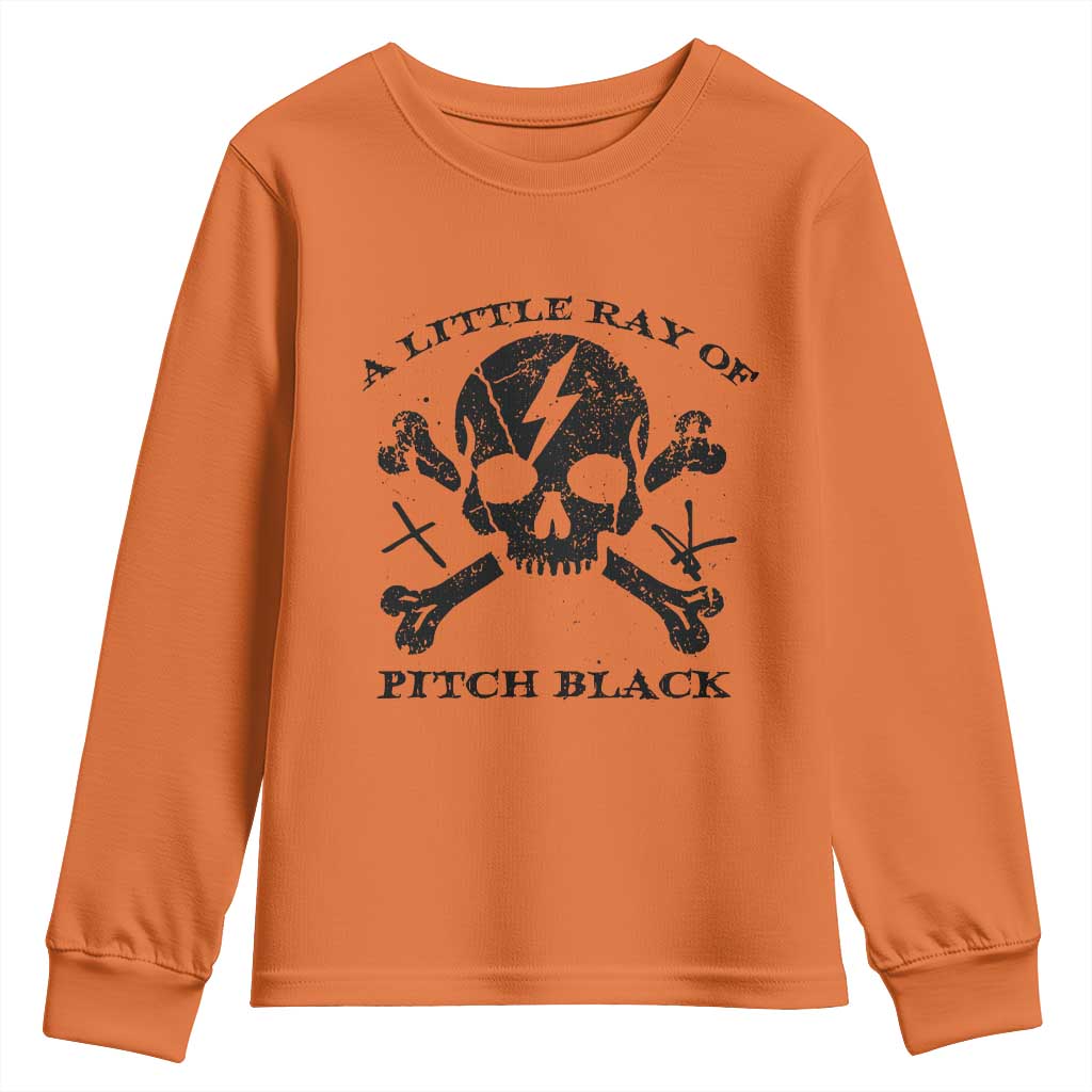 A Little Ray of Pitch Black Youth Sweatshirt Dark Humor Sarcastic Halloween Spooky Skull - Wonder Print Shop