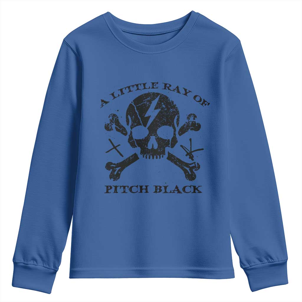 A Little Ray of Pitch Black Youth Sweatshirt Dark Humor Sarcastic Halloween Spooky Skull - Wonder Print Shop