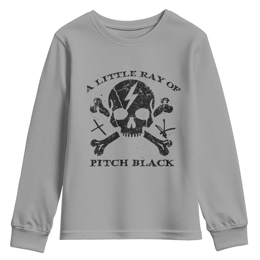 A Little Ray of Pitch Black Youth Sweatshirt Dark Humor Sarcastic Halloween Spooky Skull - Wonder Print Shop