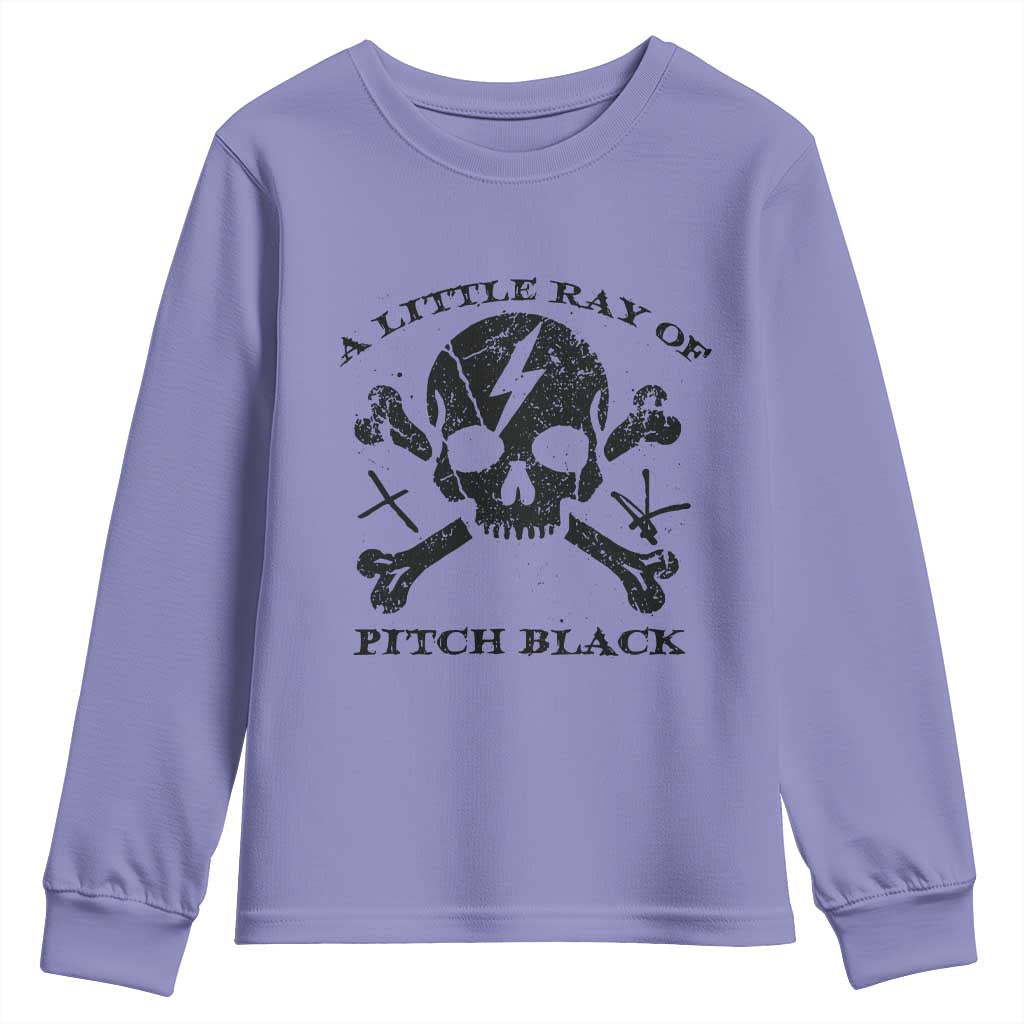 A Little Ray of Pitch Black Youth Sweatshirt Dark Humor Sarcastic Halloween Spooky Skull - Wonder Print Shop
