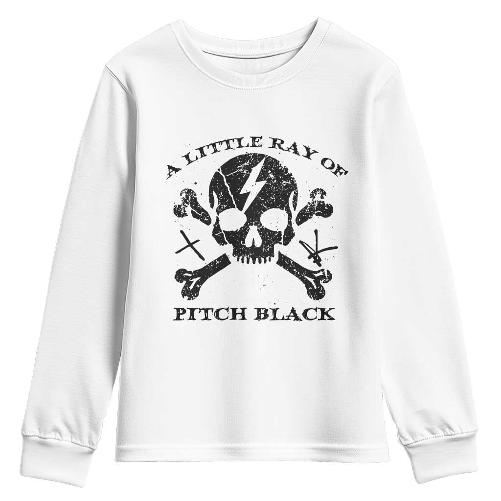 A Little Ray of Pitch Black Youth Sweatshirt Dark Humor Sarcastic Halloween Spooky Skull - Wonder Print Shop