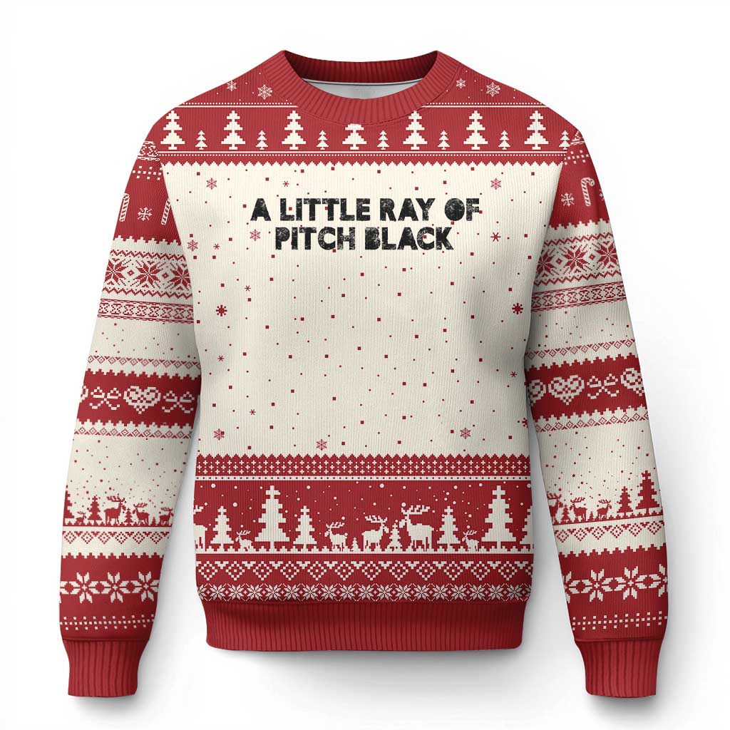 A Little ray of Pitch Black Ugly Christmas Sweater Sarcasm Halloween Dark Humor - Wonder Print Shop