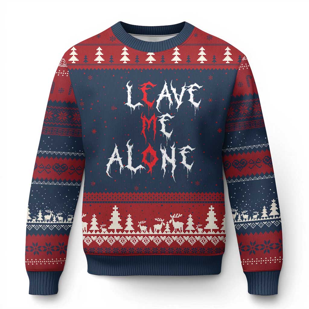 Leave me Alone Emo Ugly Christmas Sweater Aesthetic Goth Scene Alternative Music - Wonder Print Shop