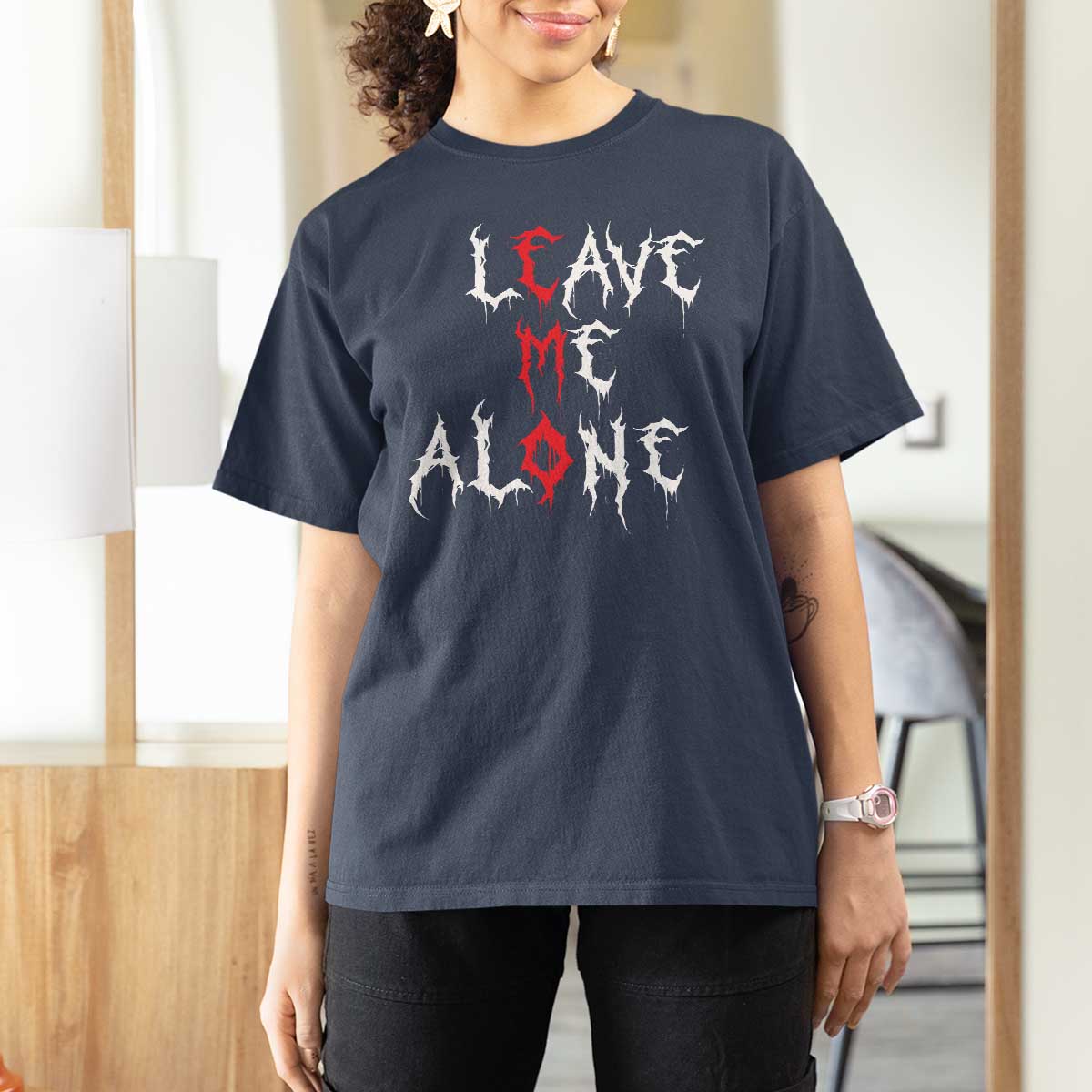Leave me Alone Emo T Shirt For Women Aesthetic Goth Scene Alternative Music - Wonder Print Shop