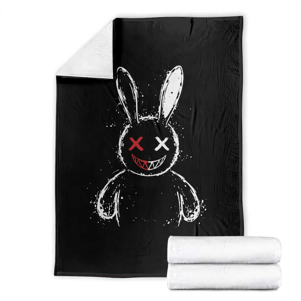 Creepy Cute Bunny Throw Blanket Rabbit Alt Goth Grunge Horror Aesthetic - Wonder Print Shop