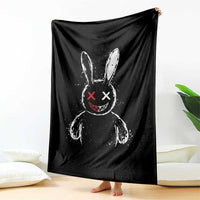 Creepy Cute Bunny Throw Blanket Rabbit Alt Goth Grunge Horror Aesthetic - Wonder Print Shop