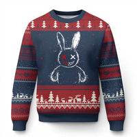 Creepy Cute Bunny Ugly Christmas Sweater Rabbit Alt Goth Grunge Horror Aesthetic - Wonder Print Shop