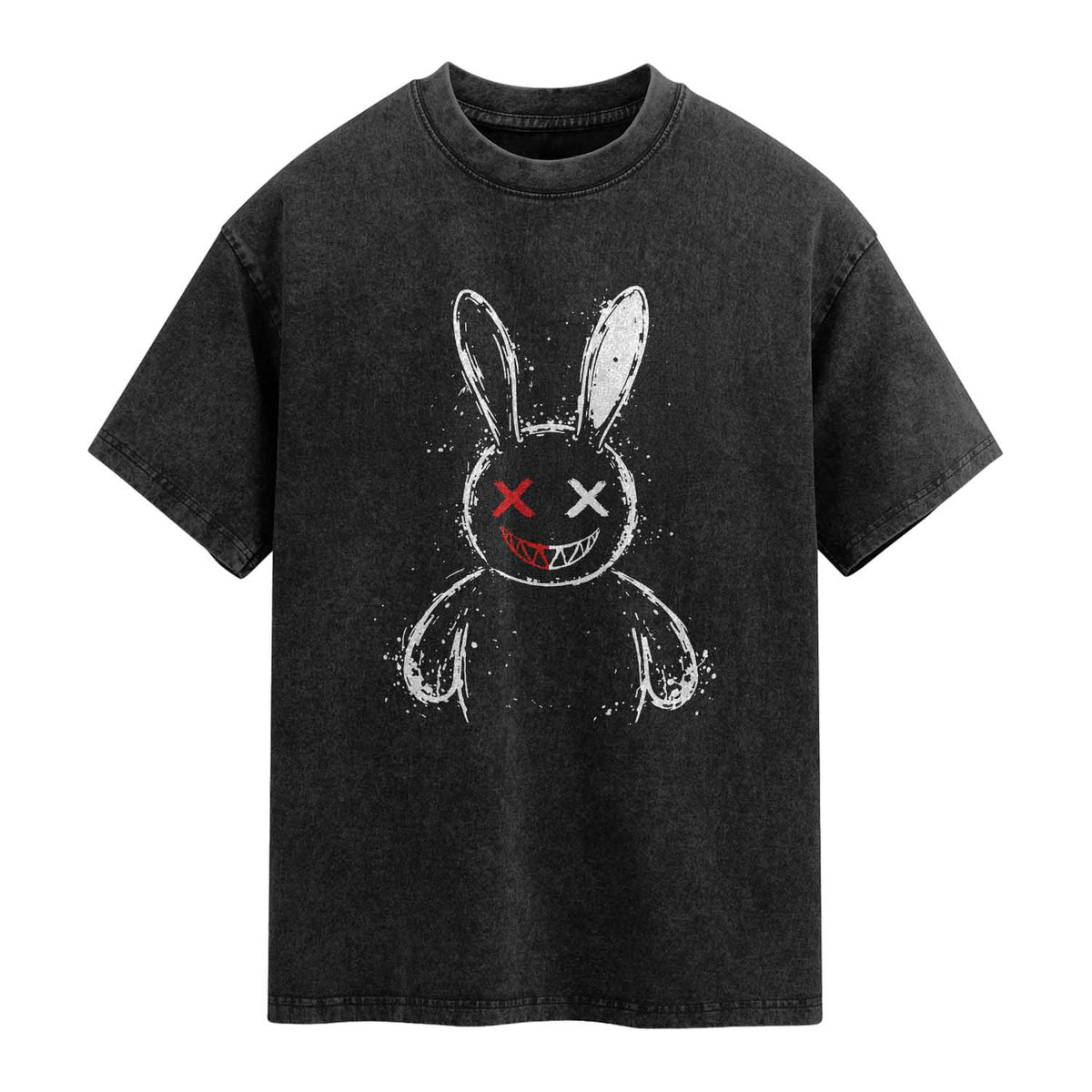 Creepy Cute Bunny Washed Cotton T-Shirt Rabbit Alt Goth Grunge Horror Aesthetic
