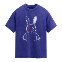 Creepy Cute Bunny Washed Cotton T-Shirt Rabbit Alt Goth Grunge Horror Aesthetic