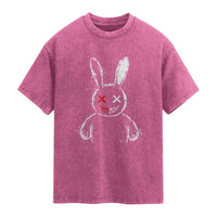Creepy Cute Bunny Washed Cotton T-Shirt Rabbit Alt Goth Grunge Horror Aesthetic