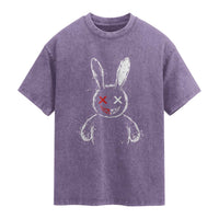 Creepy Cute Bunny Washed Cotton T-Shirt Rabbit Alt Goth Grunge Horror Aesthetic
