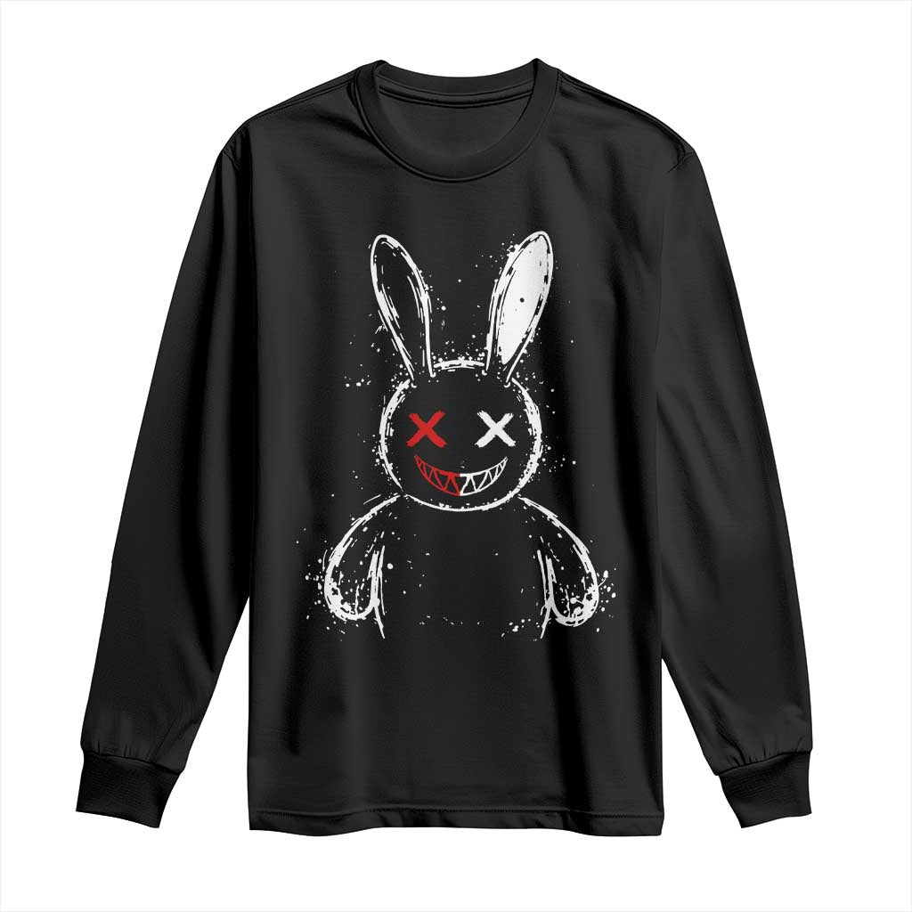 Creepy Cute Bunny Long Sleeve Shirt Rabbit Alt Goth Grunge Horror Aesthetic - Wonder Print Shop