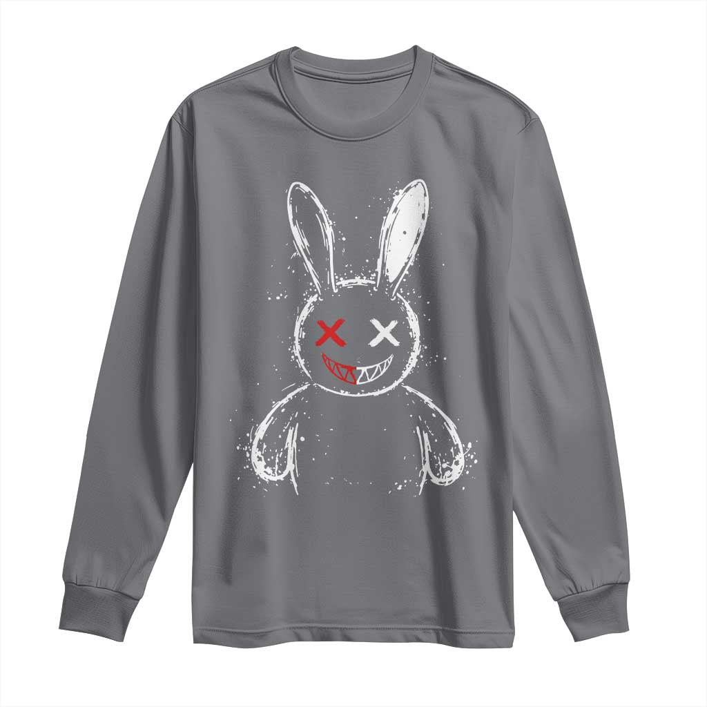 Creepy Cute Bunny Long Sleeve Shirt Rabbit Alt Goth Grunge Horror Aesthetic - Wonder Print Shop