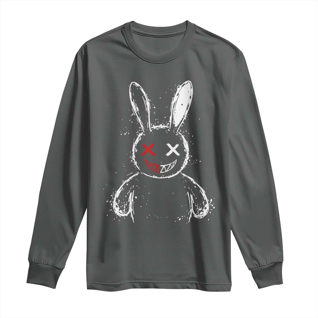 Creepy Cute Bunny Long Sleeve Shirt Rabbit Alt Goth Grunge Horror Aesthetic - Wonder Print Shop