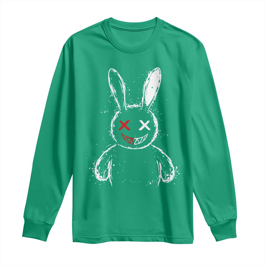Creepy Cute Bunny Long Sleeve Shirt Rabbit Alt Goth Grunge Horror Aesthetic - Wonder Print Shop