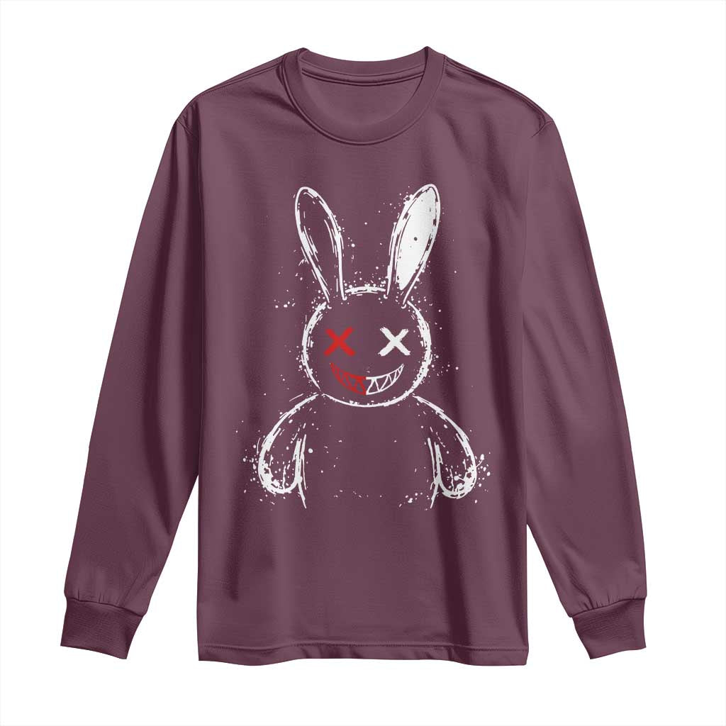 Creepy Cute Bunny Long Sleeve Shirt Rabbit Alt Goth Grunge Horror Aesthetic - Wonder Print Shop