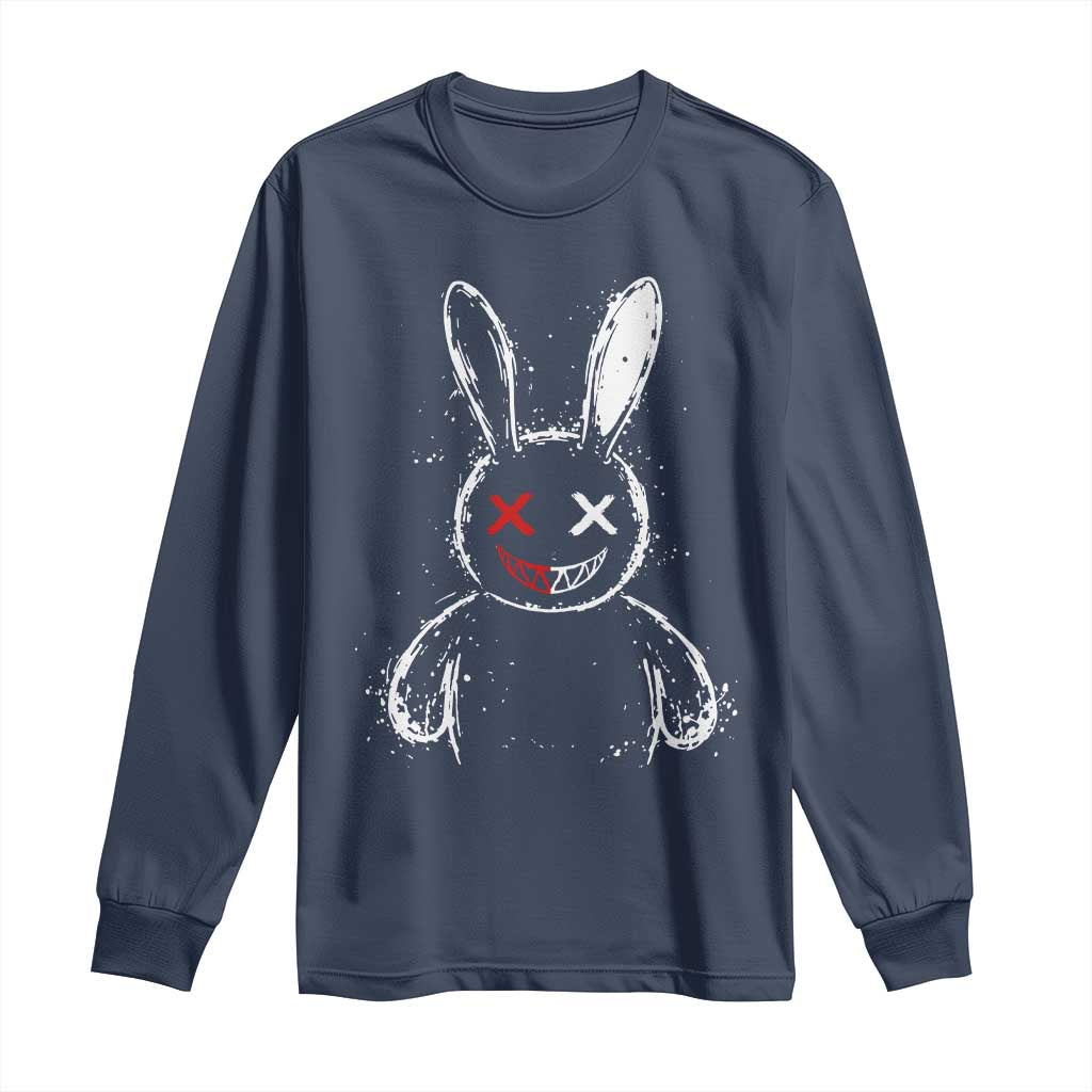 Creepy Cute Bunny Long Sleeve Shirt Rabbit Alt Goth Grunge Horror Aesthetic - Wonder Print Shop