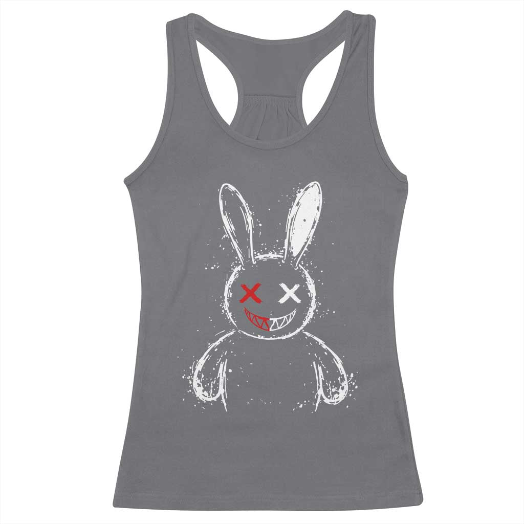 Creepy Cute Bunny Racerback Tank Top Rabbit Alt Goth Grunge Horror Aesthetic - Wonder Print Shop
