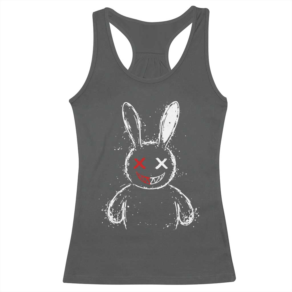 Creepy Cute Bunny Racerback Tank Top Rabbit Alt Goth Grunge Horror Aesthetic - Wonder Print Shop