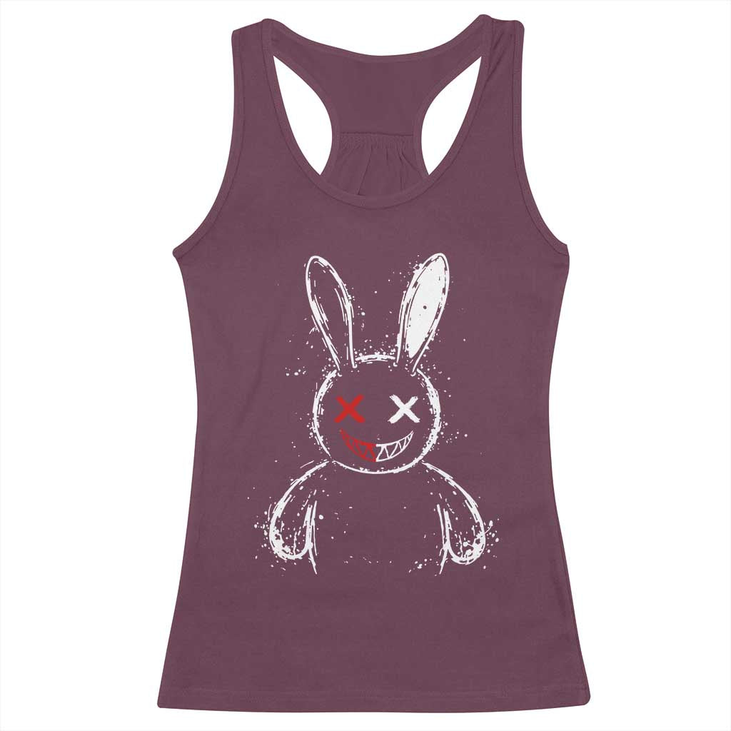 Creepy Cute Bunny Racerback Tank Top Rabbit Alt Goth Grunge Horror Aesthetic - Wonder Print Shop