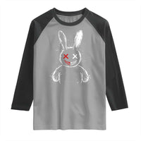 Creepy Cute Bunny Raglan Shirt Rabbit Alt Goth Grunge Horror Aesthetic - Wonder Print Shop