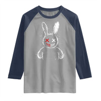 Creepy Cute Bunny Raglan Shirt Rabbit Alt Goth Grunge Horror Aesthetic - Wonder Print Shop