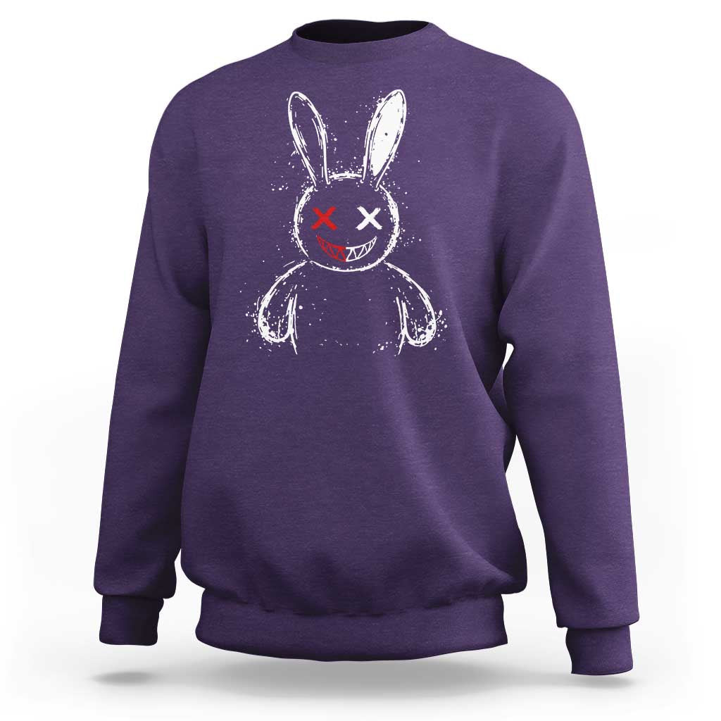 Creepy Cute Bunny Sweatshirt Rabbit Alt Goth Grunge Horror Aesthetic - Wonder Print Shop