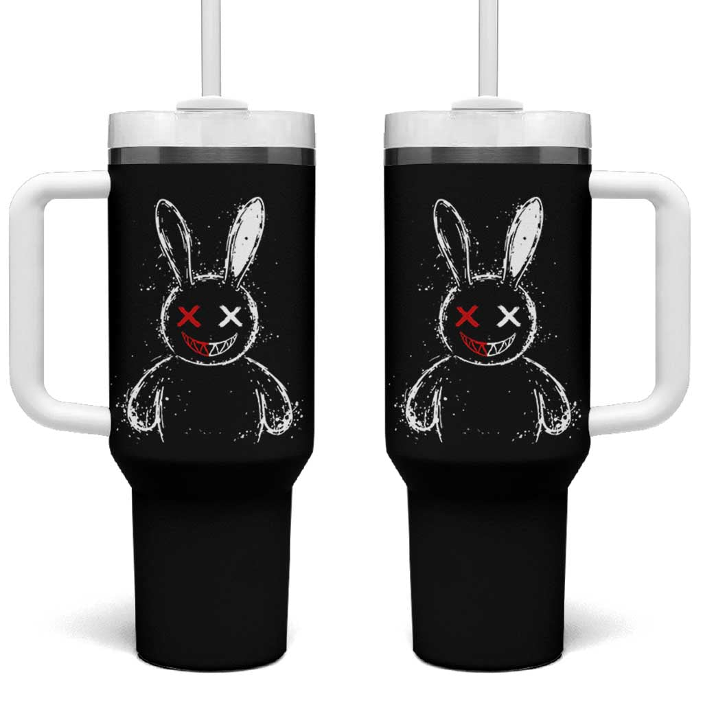 Creepy Cute Bunny Tumbler With Handle Rabbit Alt Goth Grunge Horror Aesthetic - Wonder Print Shop