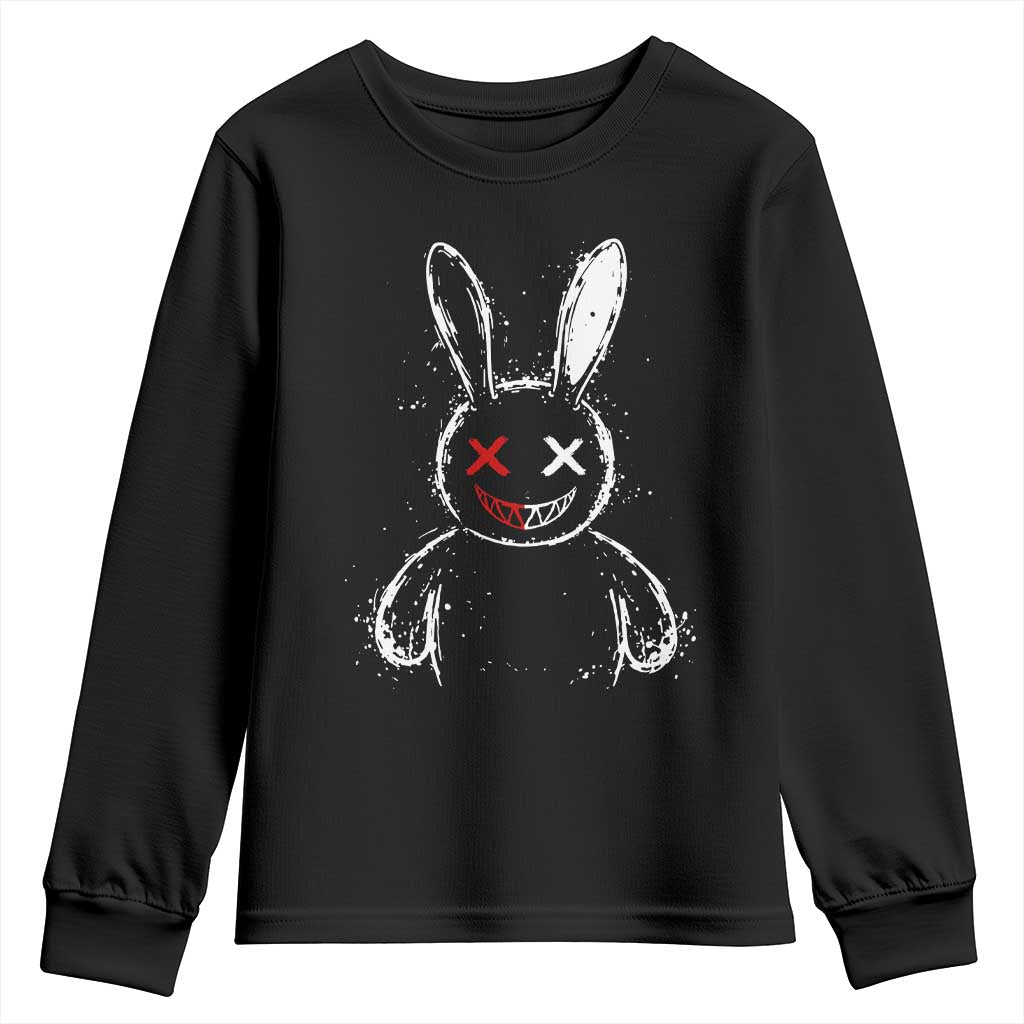 Creepy Cute Bunny Youth Sweatshirt Rabbit Alt Goth Grunge Horror Aesthetic - Wonder Print Shop