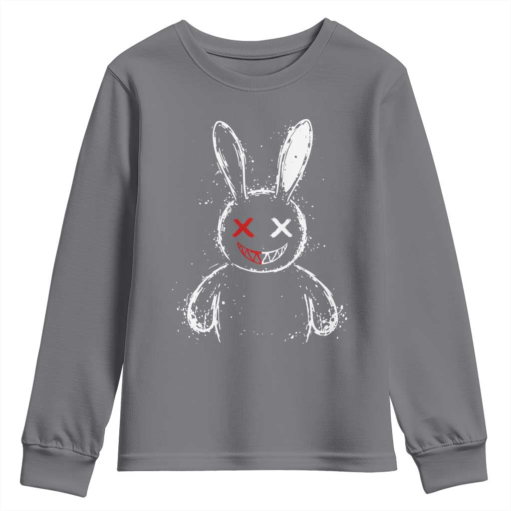 Creepy Cute Bunny Youth Sweatshirt Rabbit Alt Goth Grunge Horror Aesthetic - Wonder Print Shop
