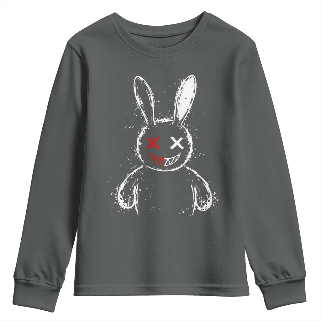 Creepy Cute Bunny Youth Sweatshirt Rabbit Alt Goth Grunge Horror Aesthetic - Wonder Print Shop