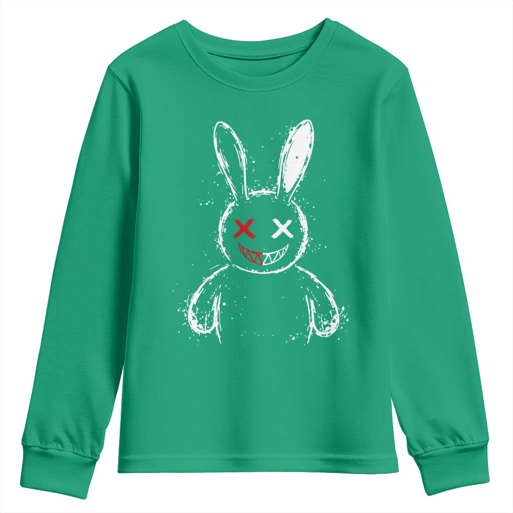 Creepy Cute Bunny Youth Sweatshirt Rabbit Alt Goth Grunge Horror Aesthetic - Wonder Print Shop