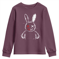 Creepy Cute Bunny Youth Sweatshirt Rabbit Alt Goth Grunge Horror Aesthetic - Wonder Print Shop