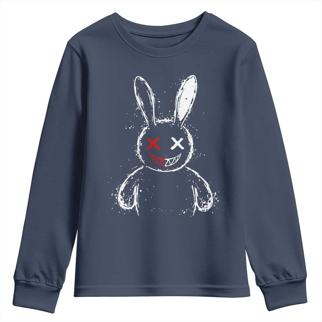 Creepy Cute Bunny Youth Sweatshirt Rabbit Alt Goth Grunge Horror Aesthetic - Wonder Print Shop