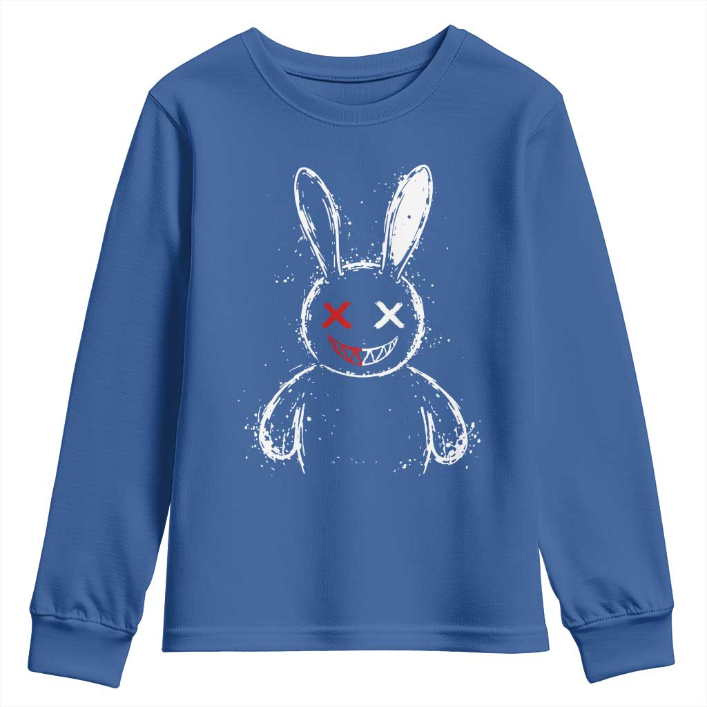 Creepy Cute Bunny Youth Sweatshirt Rabbit Alt Goth Grunge Horror Aesthetic - Wonder Print Shop