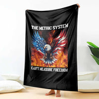 Funny Bald Eagle 4th of July Throw Blanket The Metric System Cant Measure Freedom American Flag - Wonder Print Shop