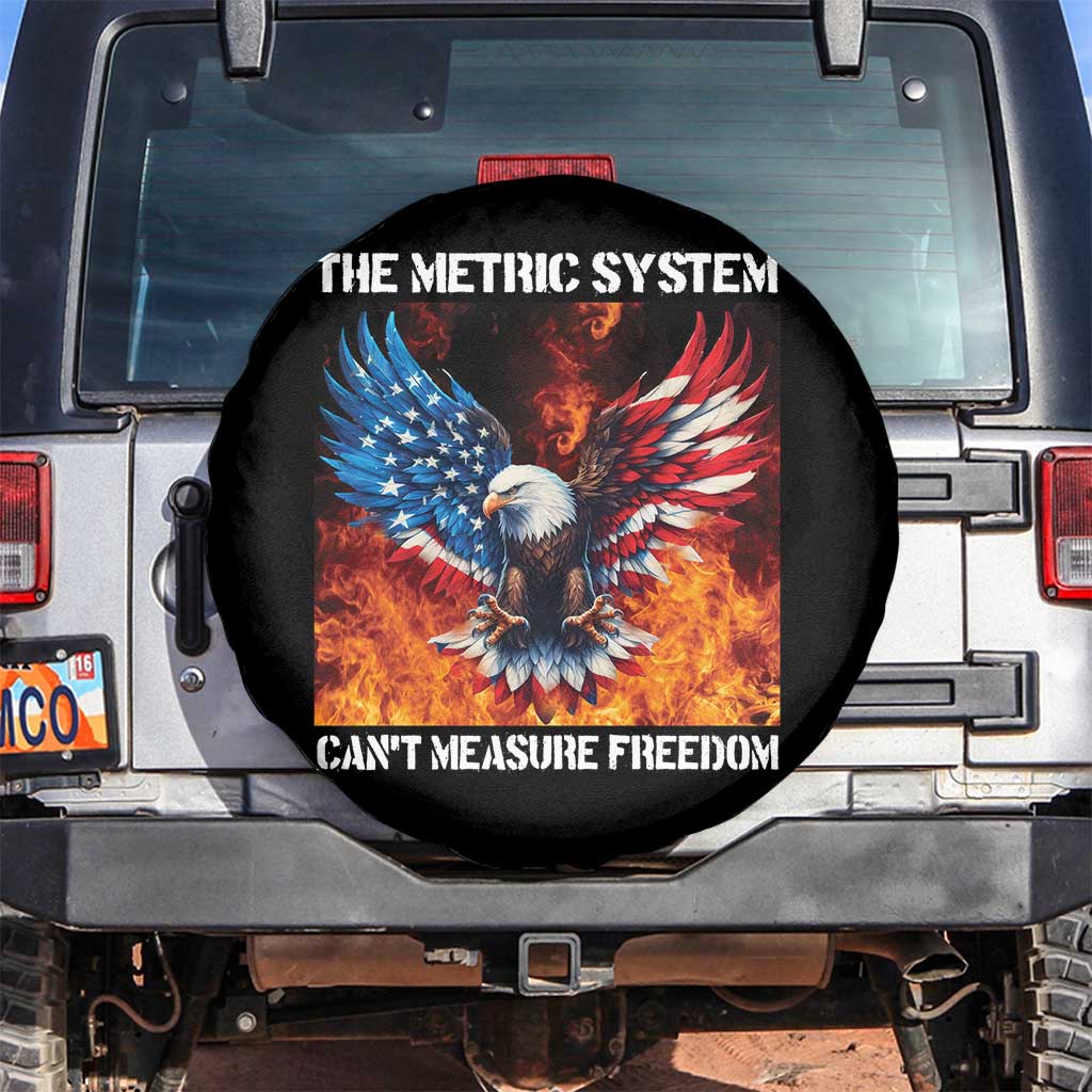 Funny Bald Eagle 4th of July Spare Tire Cover The Metric System Cant Measure Freedom American Flag - Wonder Print Shop