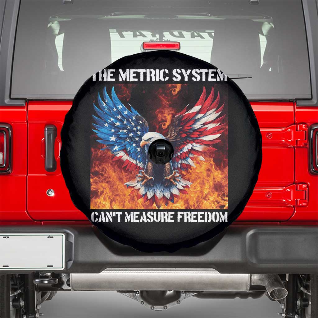 Funny Bald Eagle 4th of July Spare Tire Cover The Metric System Cant Measure Freedom American Flag - Wonder Print Shop