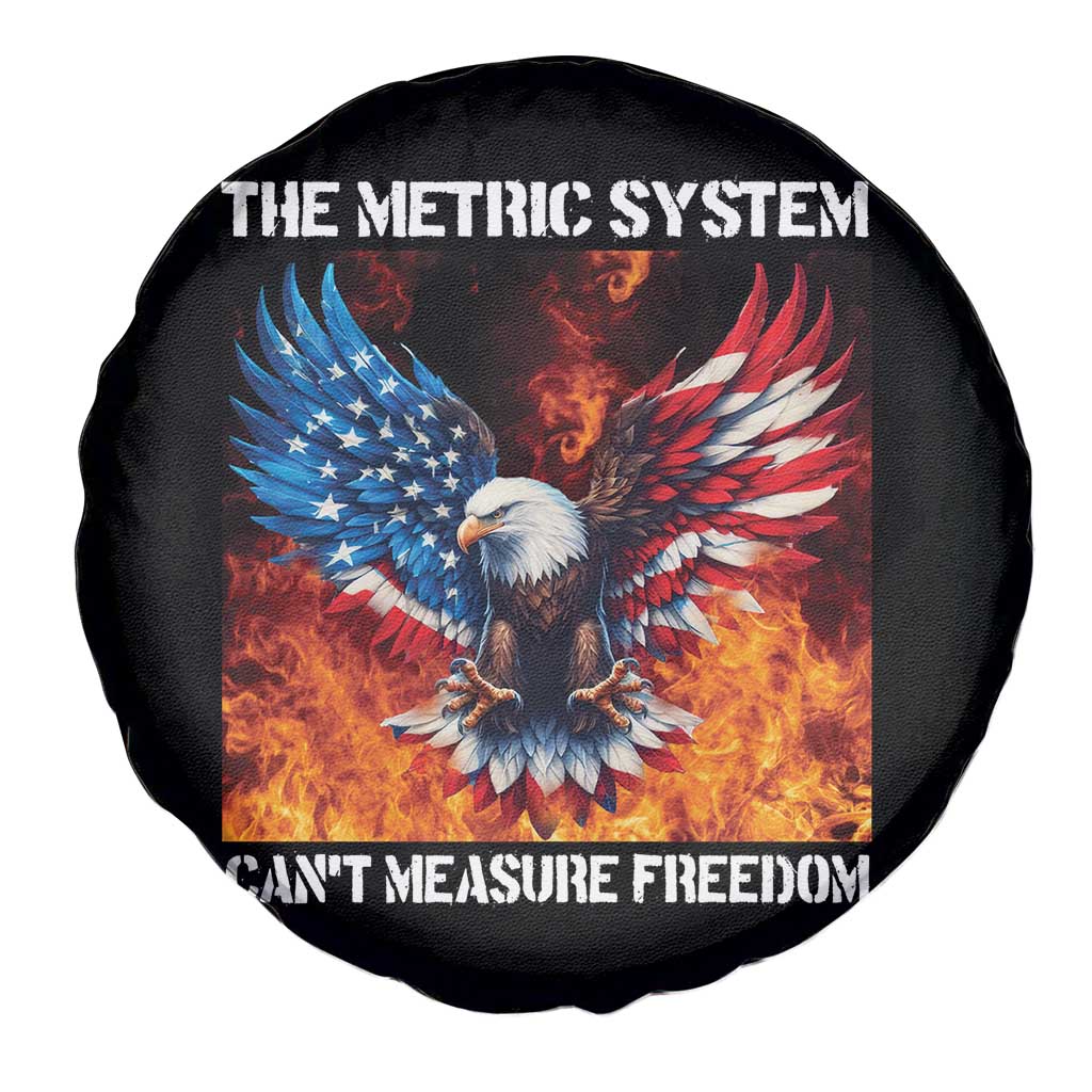 Funny Bald Eagle 4th of July Spare Tire Cover The Metric System Cant Measure Freedom American Flag - Wonder Print Shop