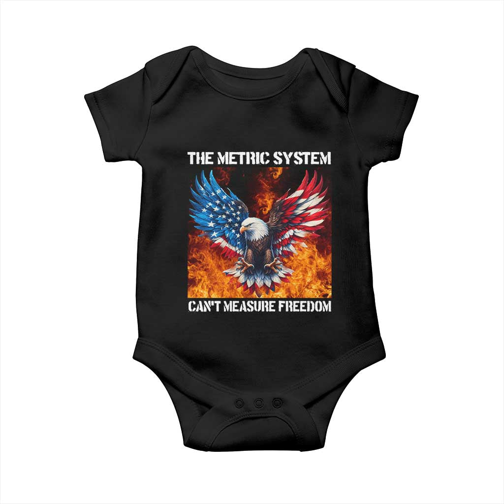 Funny Bald Eagle 4th of July Baby Onesie The Metric System Cant Measure Freedom American Flag - Wonder Print Shop
