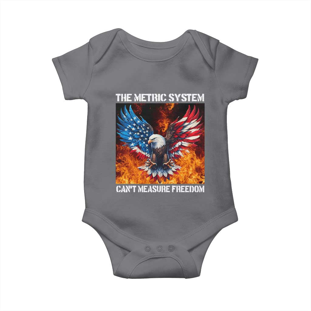 Funny Bald Eagle 4th of July Baby Onesie The Metric System Cant Measure Freedom American Flag - Wonder Print Shop