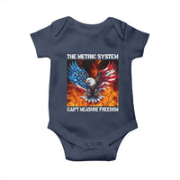 Funny Bald Eagle 4th of July Baby Onesie The Metric System Cant Measure Freedom American Flag - Wonder Print Shop