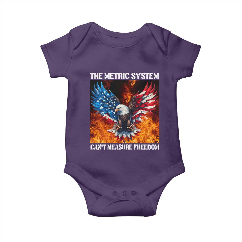 Funny Bald Eagle 4th of July Baby Onesie The Metric System Cant Measure Freedom American Flag - Wonder Print Shop