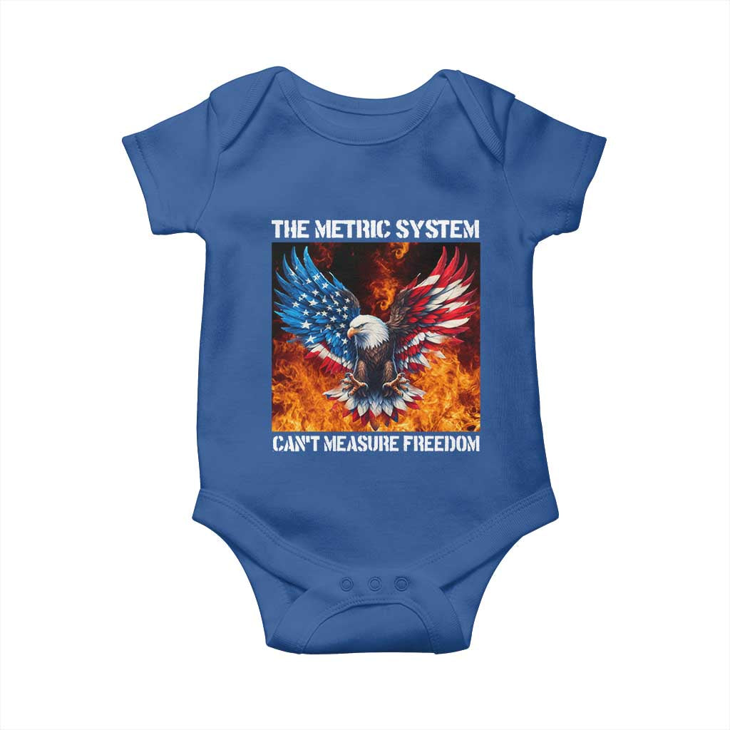 Funny Bald Eagle 4th of July Baby Onesie The Metric System Cant Measure Freedom American Flag - Wonder Print Shop