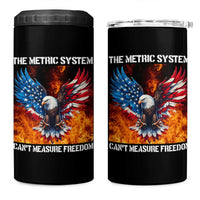 Funny Bald Eagle 4th of July 4 in 1 Can Cooler Tumbler The Metric System Cant Measure Freedom American Flag - Wonder Print Shop
