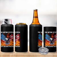 Funny Bald Eagle 4th of July 4 in 1 Can Cooler Tumbler The Metric System Cant Measure Freedom American Flag - Wonder Print Shop