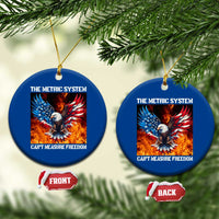 Funny Bald Eagle 4th of July Ceramic Ornament The Metric System Cant Measure Freedom American Flag - Wonder Print Shop