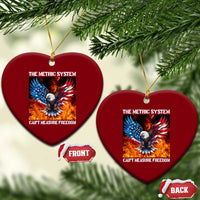 Funny Bald Eagle 4th of July Ceramic Ornament The Metric System Cant Measure Freedom American Flag - Wonder Print Shop