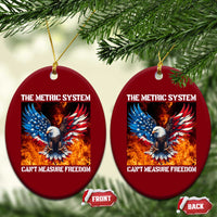 Funny Bald Eagle 4th of July Ceramic Ornament The Metric System Cant Measure Freedom American Flag - Wonder Print Shop