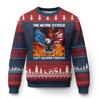 Funny Bald Eagle 4th of July Ugly Christmas Sweater The Metric System Cant Measure Freedom American Flag - Wonder Print Shop